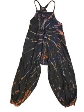EARTHBOUND trading muted harem tie dye overalls
